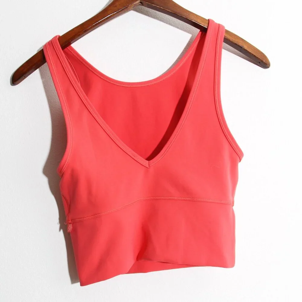 Lululemon Power Pivot Tank Top *Everlux Carnation Red Reversible V-Neck Crop 6